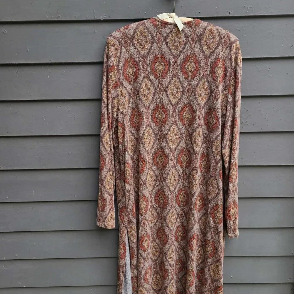 Maurices Brown Rust Tan Open Front Midi Sweater size XL BOHO